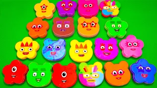 Finding Numberblocks inside Skittles, M&M.. Pocket Bear Shapes CLAY Coloring! Satisfying ASMR Videos