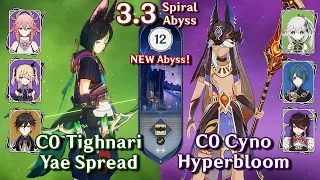 NEW Spiral Abyss 3.3 - C0 Tighnari Yae Spread & C0 Cyno Hyperbloom | Floor 12 9 Star| Genshin Impact