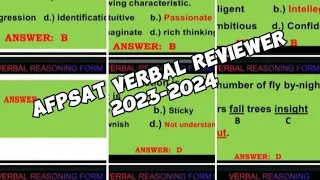 VERBAL REASONING WITH ANSWER 2023 AFPSAT EXAMINATION please follow and subscribe for more videos.