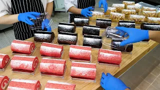 신라호텔 출신 프로제빵사의! 다양한 롤케이크 만들기 (초코, 딸기, 아몬드) making various buttercream roll cake - korean street food