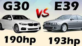BMW G30 520d VS E39 530D (190hp vs 193hp) Acceleration test 0-200