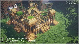 Minecraft : Large oak Survival Base Tutorial ｜How to Build a Survival House in Minecraft #222⛏️