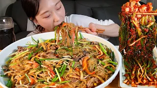 🥵2시간 공들여 만든 차돌박이 잡채 먹방:) Japchae, the representative menu of Korean food Mukbang