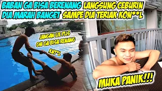 BABAN TAKUT DI CEBURIN TERNYATA DIA GA BISA BERENANG MASA SIH !!!