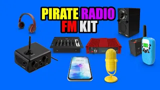 PIRATE Radio Station FM Transmitter Kit. Transmitter, Antenna, Audio setup home pirate radio station