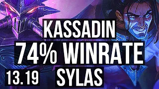 KASSADIN vs SYLAS (MID) | Rank 3 Kassadin, 74% winrate, 8 solo kills, 24/4/6 | TR Challenger | 13.19