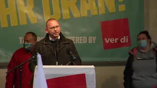 Frank Werneke in Frankfurt - Streikrede des ver.di Bundesvorsitzenden