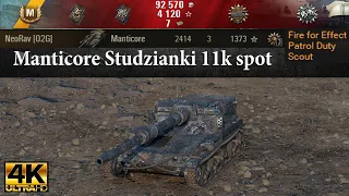 Manticore video in Ultra HD 4K🔝 Studzianki 11k spot and almost 2,5k dmg🔝 World of Tanks ✔️