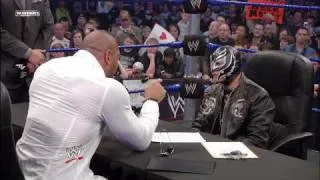 Rey Mysterio and Batista's contract signing