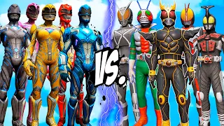 GTA 5 mod | Power Rangers vs Kamen Riders | Who is most strongest Power Ranger?