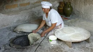 Lavash (big bread) Baking clip - travelling in Yerevan Armenia