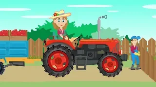 Mrs. Farmer and the Red Tractor - Delivery of Red Apples to the nearby Market