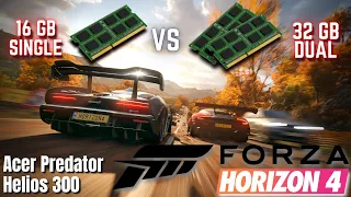 Forza Horizon 4 16 GB Single Channel VS 32 GB Dual Channel Memory Ram Upgrade