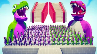 100x T REX & INDOMINUS REX + GIANTS vs EVERY GODS - Totally Accurate Battle Simulator TABS