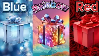 Choose your gift box🎁 || Choose blue🩵, rainbow🌈and red❤️ || Comment below which one is your colour |