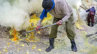 Dangerous Way They Mine Sulfur on an Active Volcano