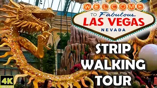 4K Las Vegas Strip Walking Tour | Bellagio Garden Lunar New Year | Showgirls | #subscribe #thankyou