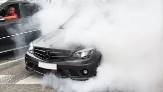 C63 AMG doing BURNOUT and got pulled over by Police !