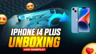 FINALLY I PURCHASE IPHONE 14 PLUS FROM YOUTUBE MONEY ? IPHONE 14 PLUS UNBOXING AND BGMI GAMEPLAY 💛