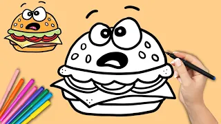 How to Draw a Burger | Drawing, Painting and Coloring for Toddlers and Kids