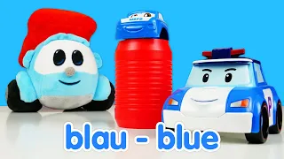 Spaß mit Spielzeugautos! Robocar Poli in Leos Laden. Englisch für Kinder