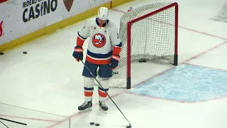 Matt Martin during pre-game warm-up at the Islanders @ Senators hockey game