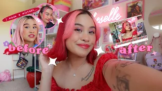 dyeing my hair red & pink ✧ at home hair transformation