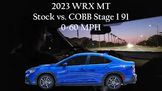 2023 Subaru WRX 0-60 MPH Launch - Stock vs. COBB Stage 1 91 Tuning