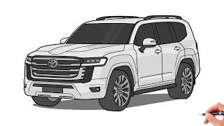 How to draw a TOYOTA LAND CRUISER 300 2021 / drawing Toyota land cruiser 2022