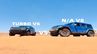 Drag Racing My Bronco and My Wrangler 392 in the  Moab Dunes!!