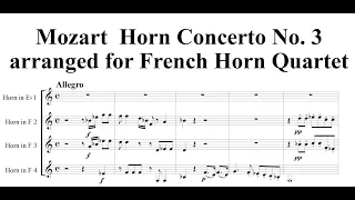 Mozart Horn Concerto No 3 -  for French Horn Quartet