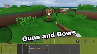 How to use gun, bows (Weapons) [Mini Block Craft]