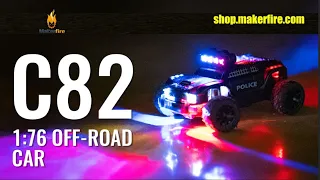 Turbo Racing 1:76 C82 2.4GHz RC Off-Road Truck Car RTR Proportional Steering Police Car @Makerfire