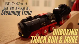 BRIO World - Battery-Operated Steaming Train UNBOXING, Track Run & Review