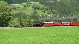 Dampfzug Zillertalbahn, Lok Nr. 5 fährt von Jenbach nach Mayrhofen, 28.7.18
