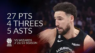 Klay Thompson 27 pts 4 threes 5 asts vs Wizards 22/23 season