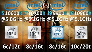 i5-10600K OC vs i7-10700K OC vs i9-9900K OC vs i9-10900K OC - Test in 10 Games 1080p 1440p 4k