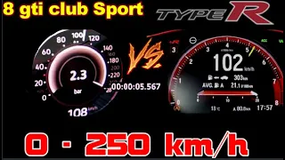 2021 VW Golf 8 gti Club Sport 300 hp vs civic Type r320hp vs s3 310hp DragRace 0-250|100-200km/h