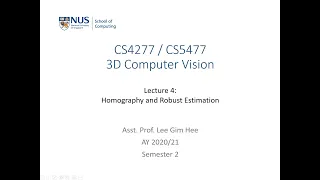 3D Computer Vision | Lecture 4 (Part 1): Robust homography estimation