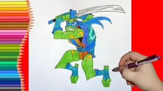 How to draw Leonardo, TMNT 2018, Как нарисовать Черепашку Ниндзя