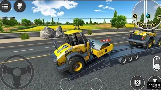 Long Trailer Truck Transporter Excavator | Construction Vehicles Delivery | Android Gameplay