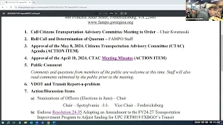 FAMPO Citizens Transportation Advisory Committee (CTAC) Meeting Recording from May 8, 2024