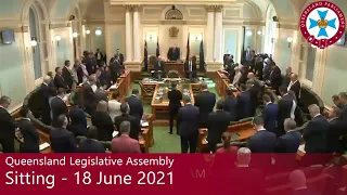 Queensland Legislative Assembly Sitting - 18 June 2021