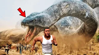 Biggest SNAKE vs FRANKLIN Fight AND Destroys Los Santos In GTA 5 - Largest Anaconda