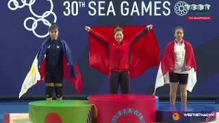 Huy chương vàng cử tạ nữ 59kg Hoàng Thị Duyên SEA Games 30