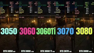 RTX 3050 vs RTX 3060 vs RTX 3060ti vs RTX 3070 vs RTX 3080  , 1080p