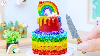 Easy Two Layers Mini Rainbow Cake 🌈 Miniature Rainbow Chocolate Cake | LOTUS MEDIA