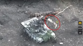 Molotov Cocktail Drone Strike Russian T-72B3 Tank