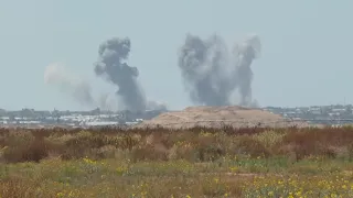 Huge plume of smoke visible in direction of Rafah after Israel launched incursion overnight