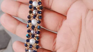 How to make a beautiful bracelet at home#blue crystal bracelet#beadingtutorials #rising_star_r